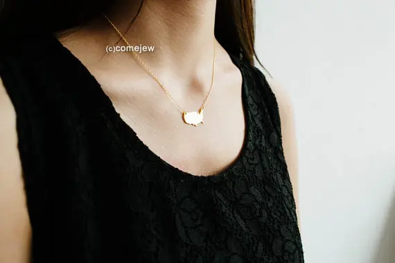 30 шт-США колье в виде контура США силуэт Карта Ожерелье Америка Страна нация