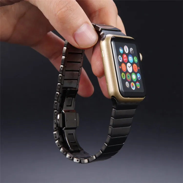 Роскошные часы Rosegold для Apple Watch браслет из звеньев 42 мм 38 Черный Серебристый