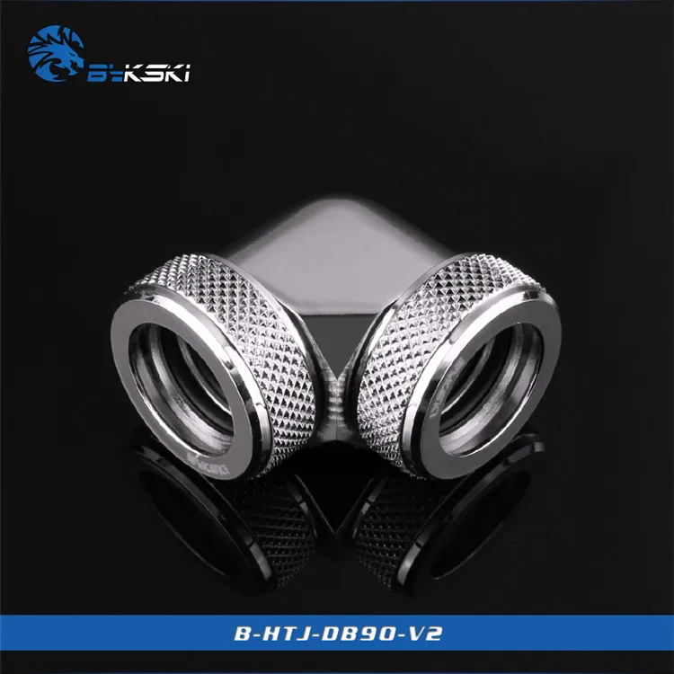 Silver Bykski B-HTJ-DB90-V2 бутик Алмазный Узор, 14 мм фитинг для жесткой трубки, 90 градусов двойной головкой поворотный фитинг адаптер Жесткий трубы - Цвет лезвия: Silver