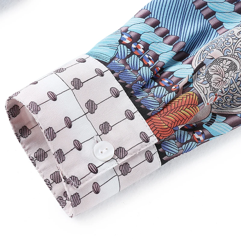 Женская офисная блузка из 100% натурального шелка элегантная рубашка с длинным