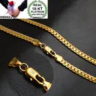 Ожерелье OMHXZJ из золота 18 карат, индивидуальное модное ожерелье с боковой цепочкой для женщин и девушек, свадебный подарок, золотая цепочка 5 мм, NC161