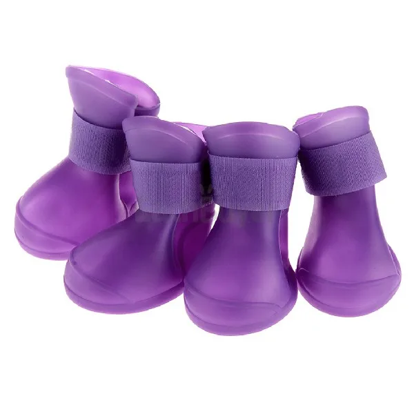 Purple Обувь для собак Pet jorkie, водонепроницаемая обувь для дождливой погоды для маленьких собак, пород домашних животных, кошек, собак, носки, резиновые силиконовые сапоги для собак S/M/L - Цвет: Purple