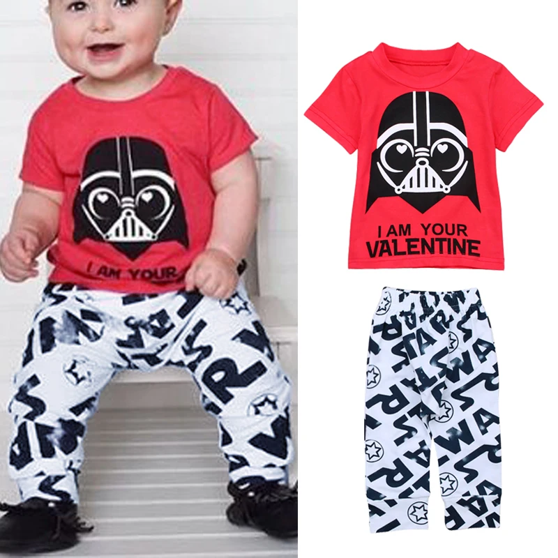 Rorychen 2018 Summer Toddler Baby Kids Boys Tops Short Sleeves T-shirt+Pants Outfits 2PCS Set Clothes 4-24 Months |