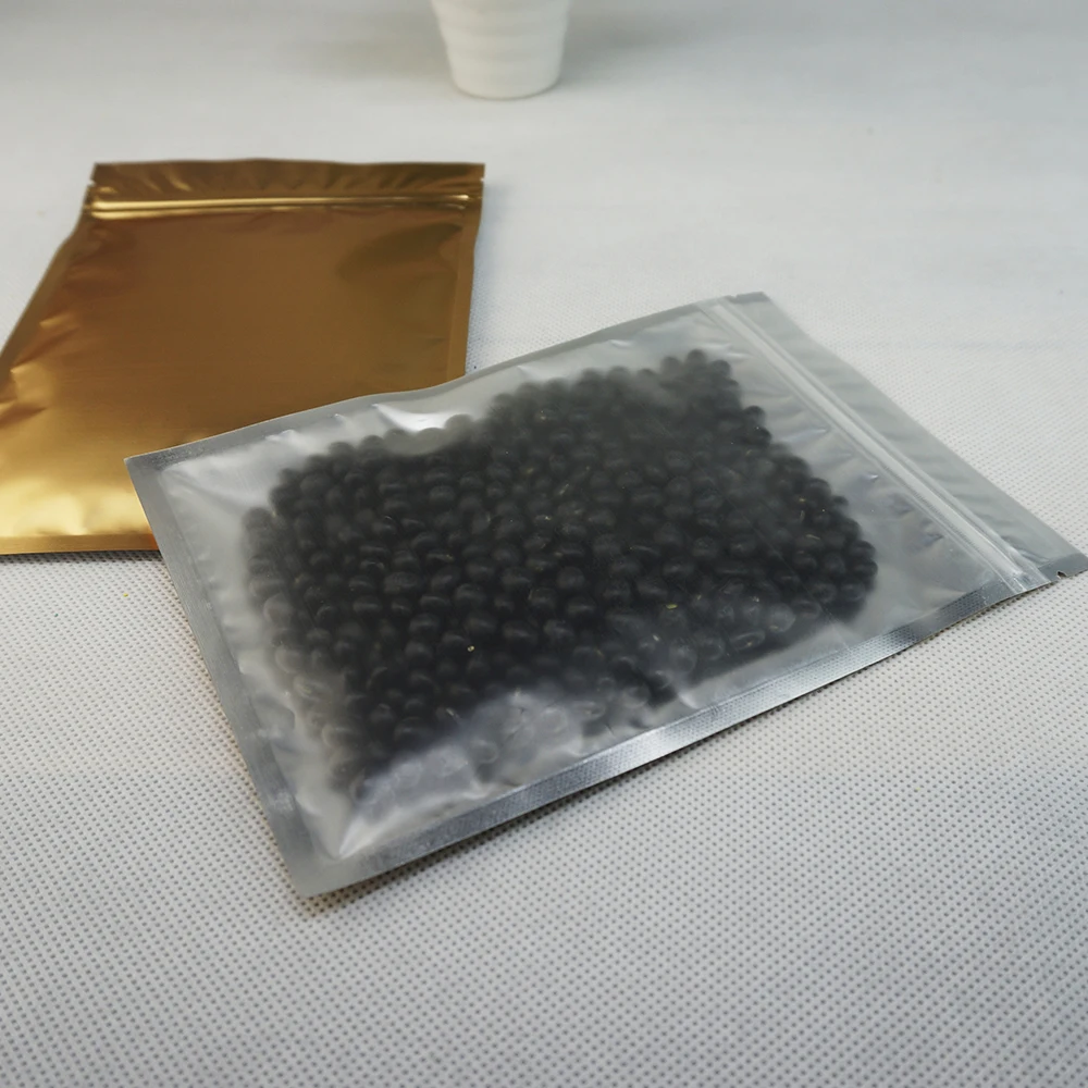24x37 см 100 шт темно золотой алюминиевой фольги ZipLock мешки Передняя Матовая