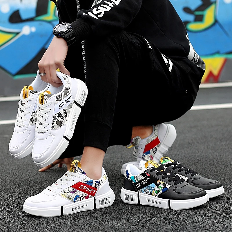 2019 летние Для мужчин с подошвой из вулканизированной Новое поступление граффити