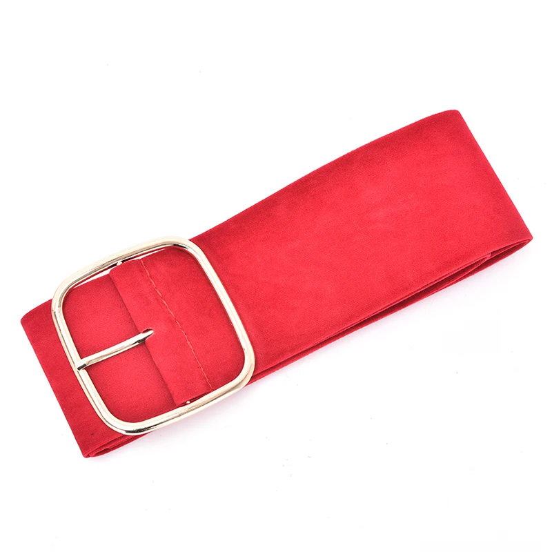 

Retro Wide Suit Square Buckle Decoration Belt Waist For Women Dress Jeans Belt Woman Faux Suede Polyester Straps Ceinture