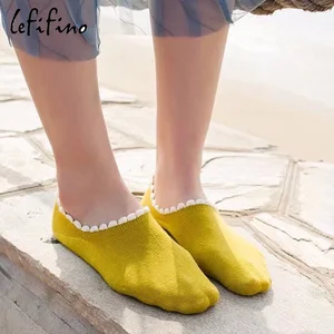 2018 летние женские носки из чесаного хлопка, Тапочки, однотонные кружевные носки с пузырьковыми шариками, подкладка для обуви, носки до лодыжки Ne57220