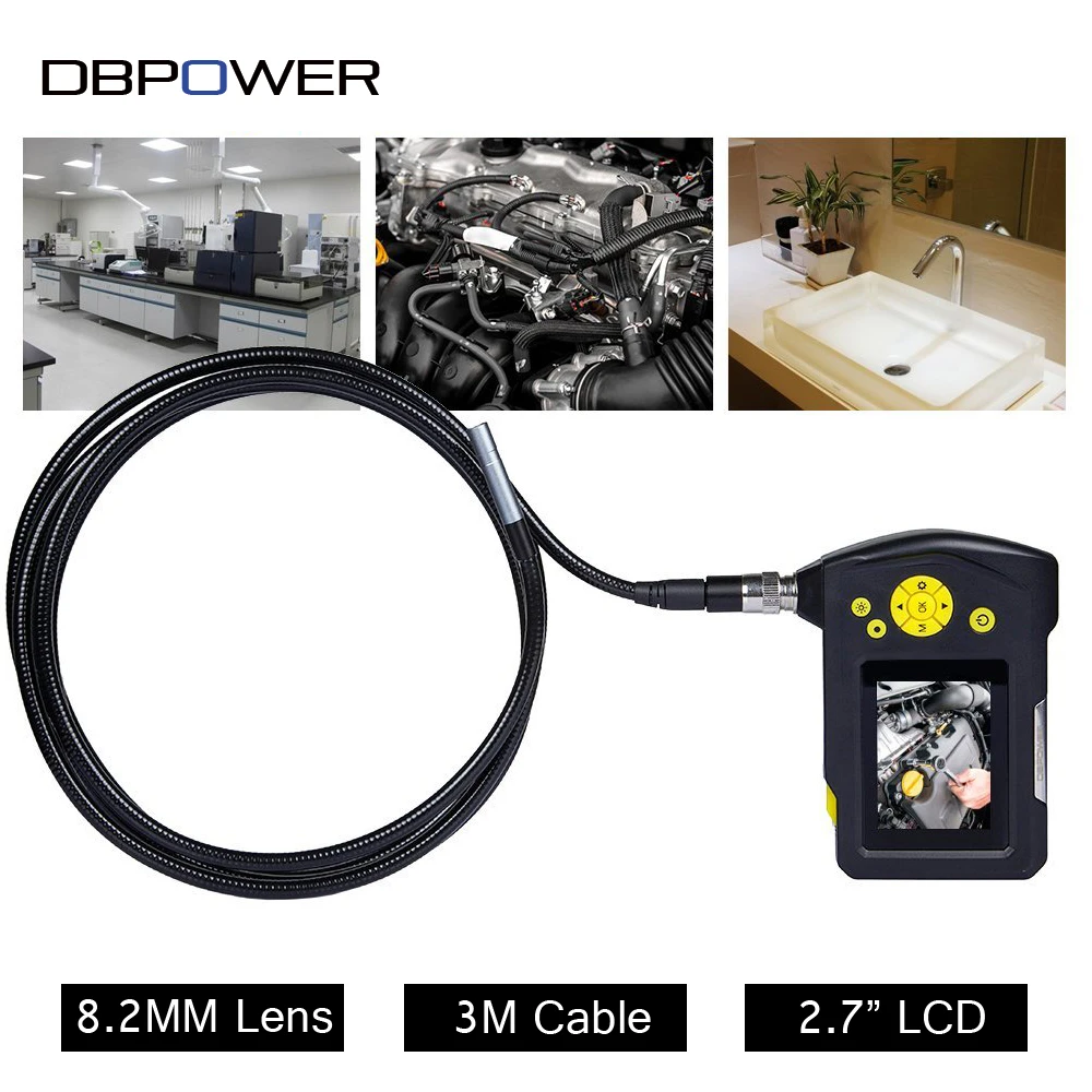 DBPOWER 2 7 &quotЖК-дисплей инспекции Камера USB эндоскоп 8 мм 3 м трубки видео Бороскоп с