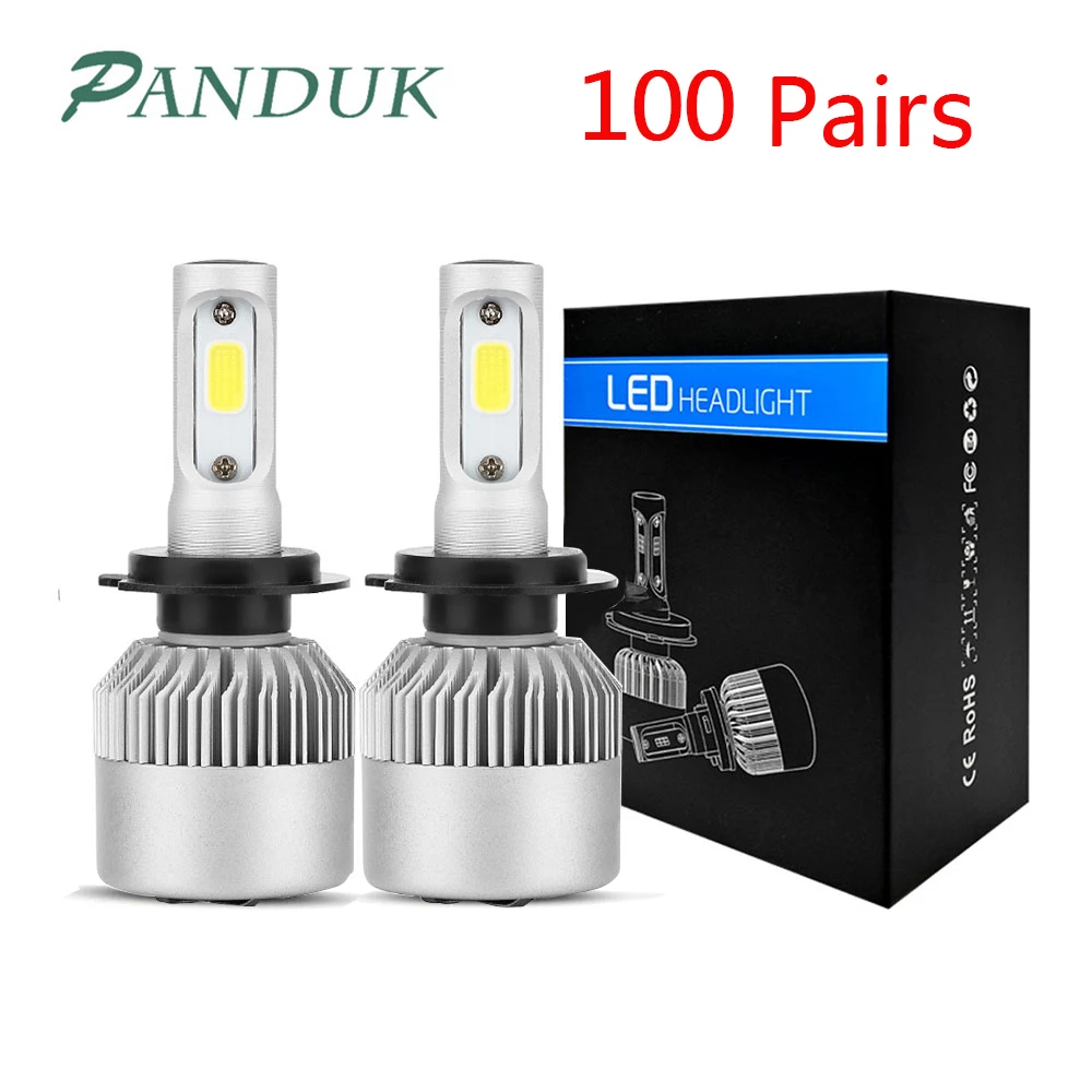 PANDUK 100 пар S2 светодиодный светильник с головкой лампы H7 H11 H1 H3 H4 COB чип