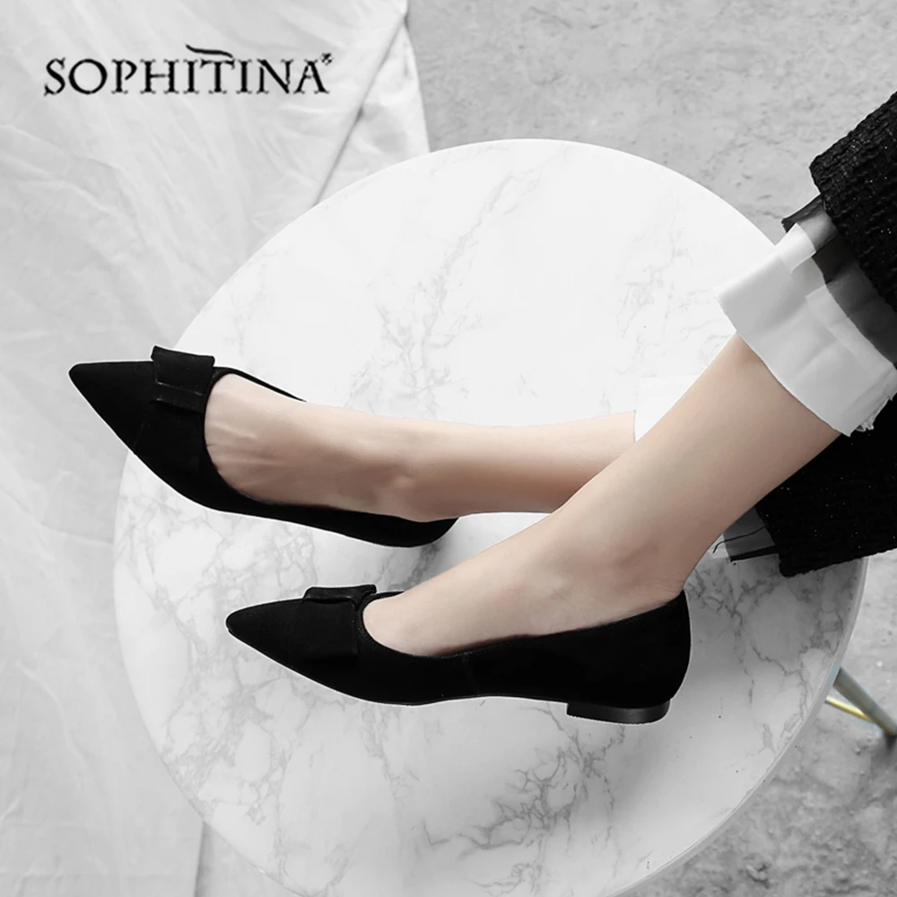 SOPHITINA/Высококачественная замшевая женская обувь на плоской подошве с острым