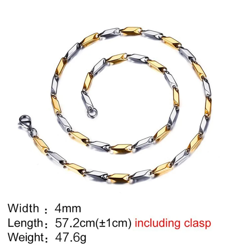 16-40 inch Silver Gold-color Stainless Steel Chain Necklace For Men Women Flat Wide 2/2.5/3/4 mm | Украшения и аксессуары