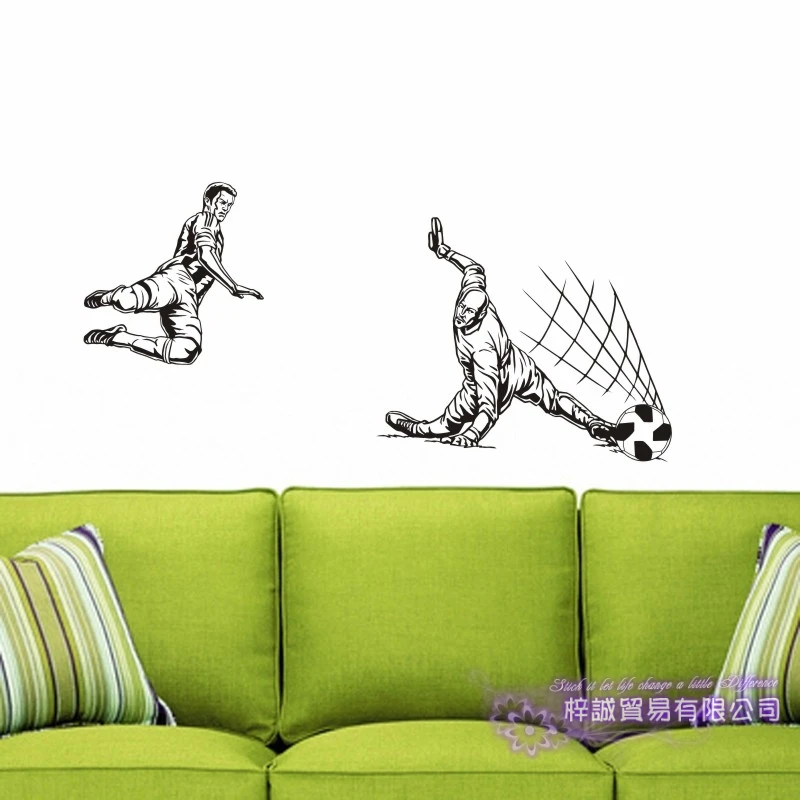 Наклейка на стену в виде футбольного игрока Спортивная наклейка украшение для