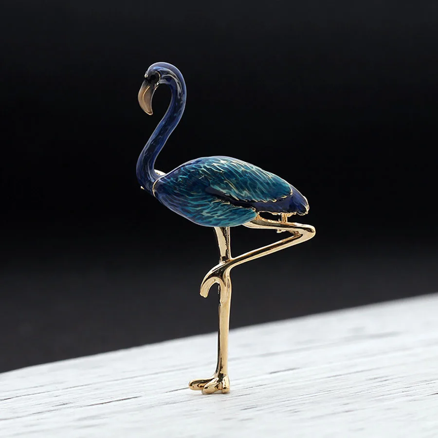 2017 Fashion Jewelry New Design Purple Enamel Pin Cute Crystal Flamingo Brooch Broches Vintage Animal Birds Brooches For Women | Украшения