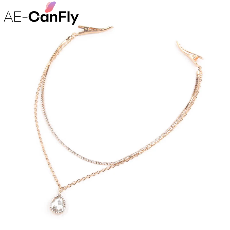 Женская заколка для волос с подвеской в виде капли воды|head jewelry|rhinestone hair clipsgold