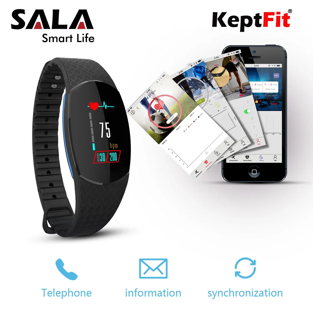 Keptfit Smart Bracelet Fitness Tracker OLED Sleep Heart Rate Blood Pressure Monitor IP67 Waterproof Bluetooth Wristbands | Электроника