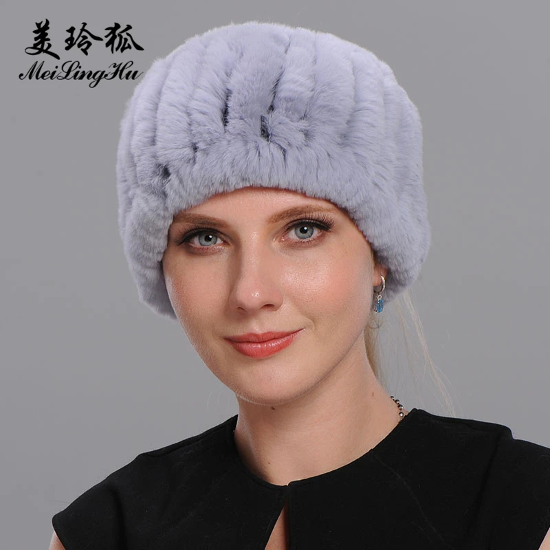 Женские шапки из натурального меха кролика рекс Зимний головной платок