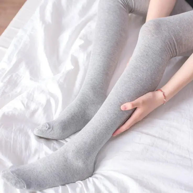 LIGHT GREY 80 см, модные сексуальные гольфы для женщин, Kawaii, обнаженные высокие женские Компрессионные гольфы для девочек, женские хлопковые Гольфы выше колена - Цвет: LIGHT GREY