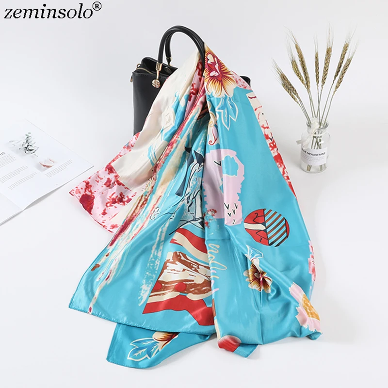 130*130cm Luxury Brand Silk Scarf Women Heart Print Square Scarves Bandana Shawls Large Foulard Femme Twill Wrap |