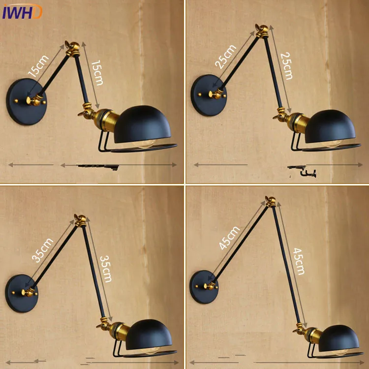 IWHD Arandela Лофт промышленный настенный светильник для дома освещение Wandlamp качели длинные руки настенный светильник Винтаж Lampara pared