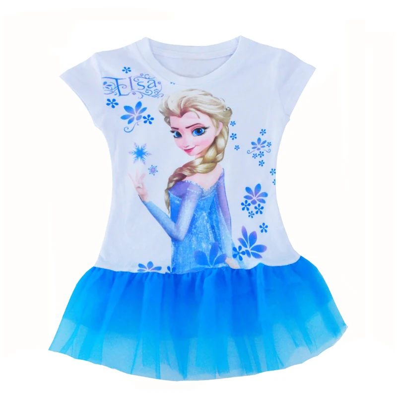 Girl Lace Dress Cartoon Elsa Cosplay Kids Clothes Outfits New Summer Brand Letter Children Princess Dresses Baby Girls Clothing | Детская