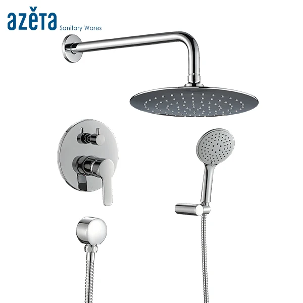 Латунный настенный скрытый смеситель хромированная 8-дюймовая душевая лейка