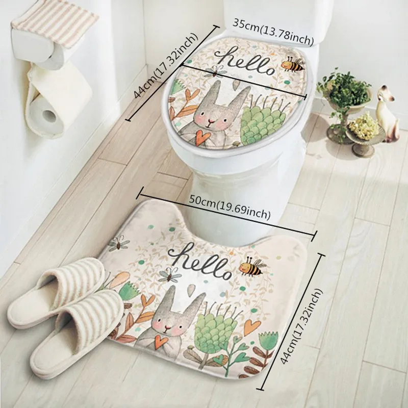 2 шт./компл. набор для ванной комнаты с мультяшным кроликом и животным рисунком
