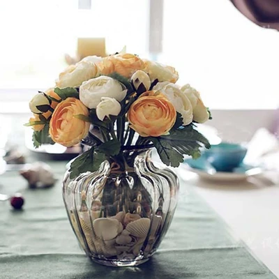 9 шт. искусственные розы гортензии Шелковый цветок Свадебный букет DIY ВЕНОК для свадьбы Вечерние украшения дома - Цвет: 10pcs length 23cm