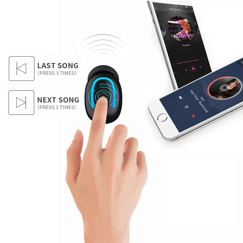 Беспроводные наушники bluetooth 5 0 водонепроницаемая гарнитура IPX5 TWS вкладыши с