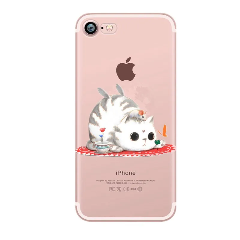Silicone transparent Cat case For iphone 6s 7 6 8 se 5 5s fundas 7plus Plus luxury x accesorios Soft TPU Cover |
