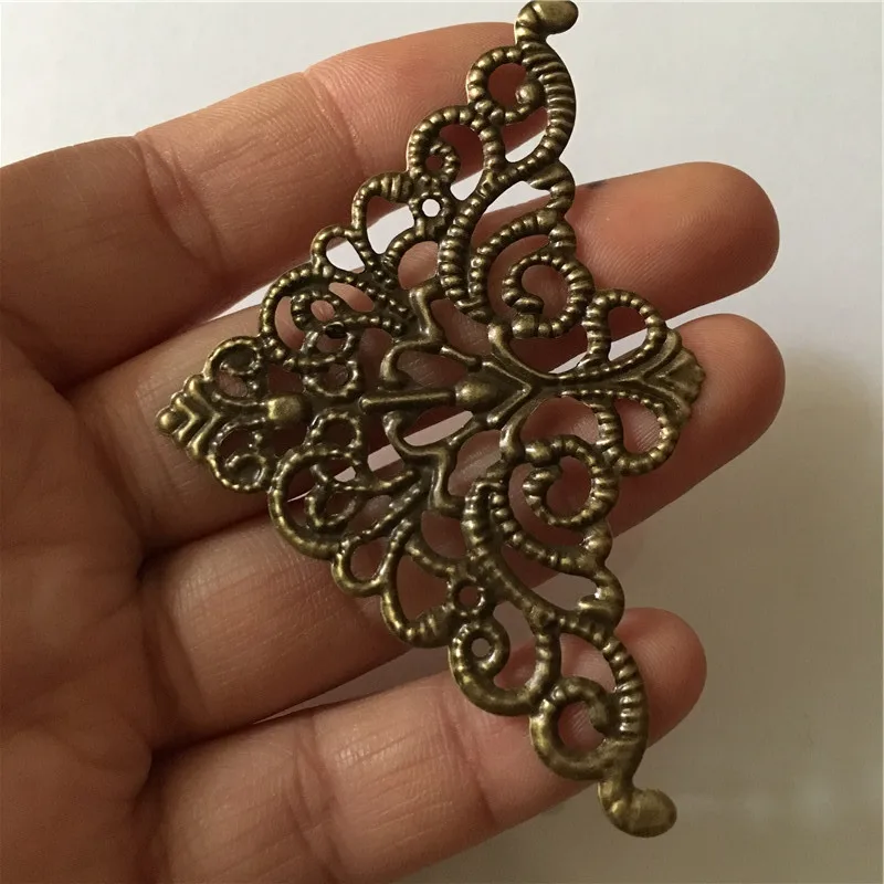 Filigree Triangle Wraps Connectors Cabochon Cameos DIY Jewelry Findings Fit Base Settings Bronze Tone 10Pcs | Украшения и