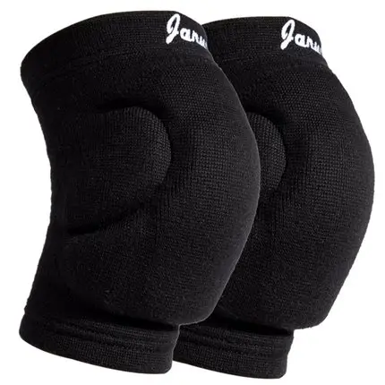 Черный JANUS 1 пара эластичный утолщенный наколенник для танцев, йоги, волейбола, экстремальных видов спорта, наколенники для поддержки баскетбола, наколенники - Цвет: Черный