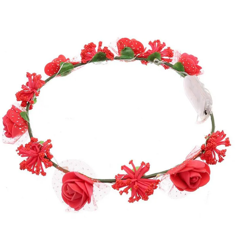 

New LED Flashing Flower Headband Light-Up Floral Garland Wreath Women Girls Hair Accessory Halloween Glow Party Supplies