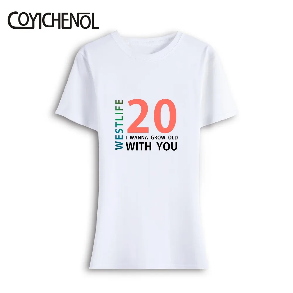 Женская футболка с коротким рукавом COYICHENOL Westlife круглым вырезом и принтом I WANNA GROW