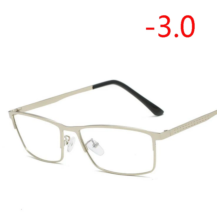 Myopia 300 1,56 асферические линзы, полная оправа, бизнес очки по рецепту, мужские Модные металлические квадратные очки для близорукости с градусом 0-0,25-0,5 до-4,0 - Цвет оправы: Myopia 300