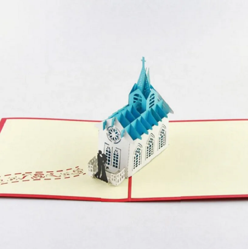 10 шт. Жених Невеста церковь Киригами ручной работы Оригами 3D всплывающие