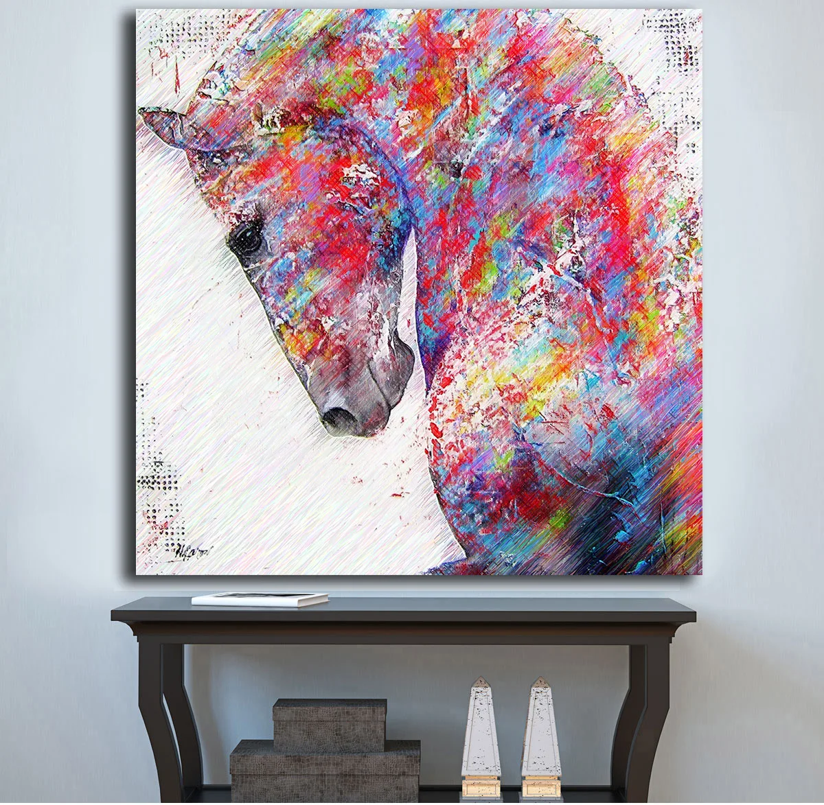 

Wxkoil Oil Painting Pop Art HD Horse art Head Wall Decor Painted Wall Art Canvas Printed Living Room Painting Wall Art Pictures