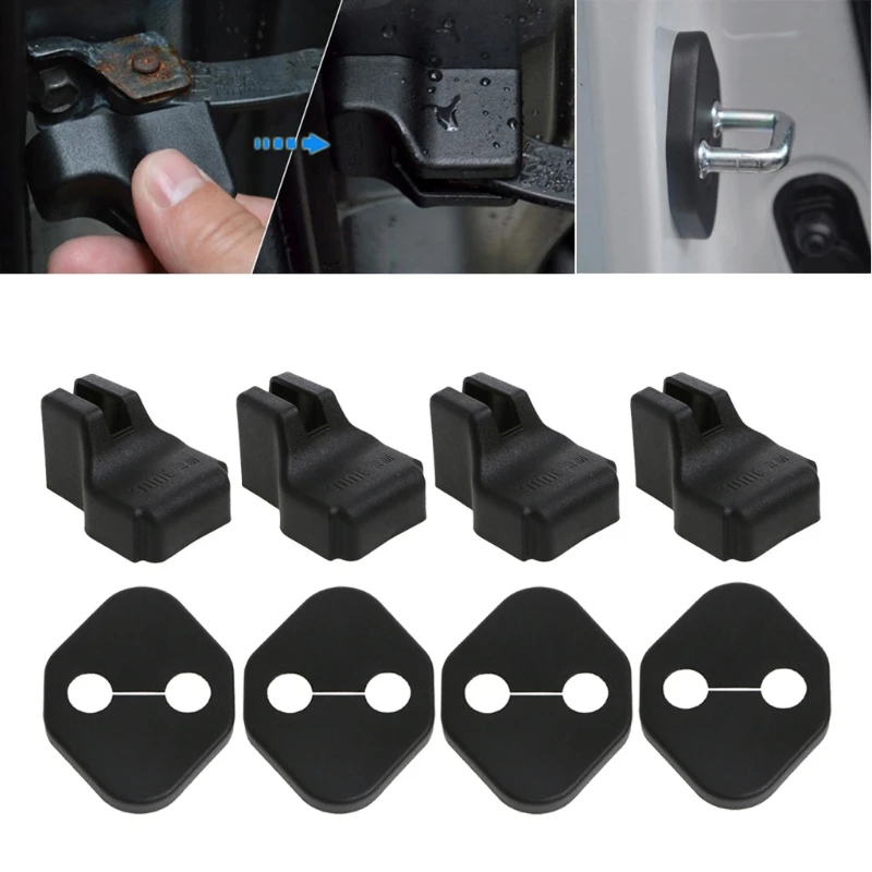 

(4 Pc Door Lock Cover+4 Pc Door Lock Stopper)Car Door lock decoration protective cover Fit For Toyota Highlander RAV4 Camry Vios