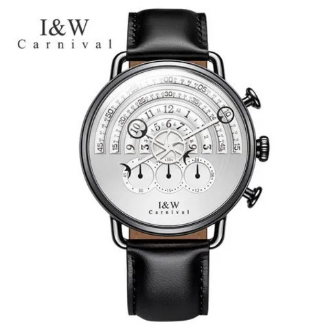 Black white SF8816Bl Люксовый бренд, для подиума, уникальный дизайн, кварцевые мужские часы, хронограф, секундомер, часы, мужские часы, военная мода, полная сталь, кожа, reloj - Цвет: Black white SF8816Bl