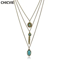 chicvie antique vintage gold color beads necklaces pendants multi layer flower necklaces for women long ethnic jewelry