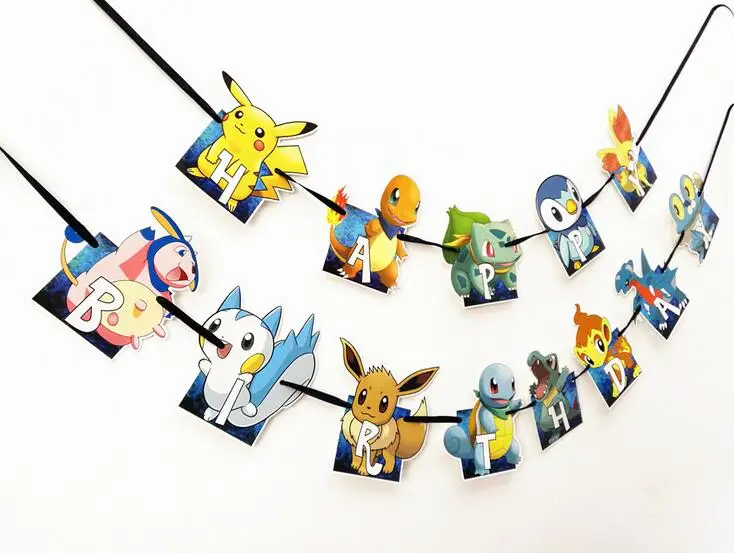 Pokemon украшение партии С Днем Рождения овсянка баннер День рождения Аксессуары