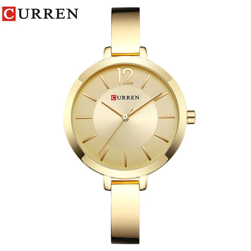 Gold Gold CURREN, новинка, креативный дизайн, кварцевые часы для женщин, повседневные, модные, стильные, подарок для девушек, наручные часы, винтажные часы, relogio feminino - Цвет: Gold Gold