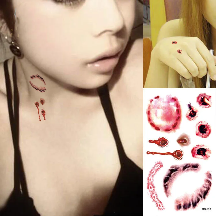 1 Шт. Творческий Хэллоуин Зомби вампир Шрамы Татуировки С Поддельными Парша Крови