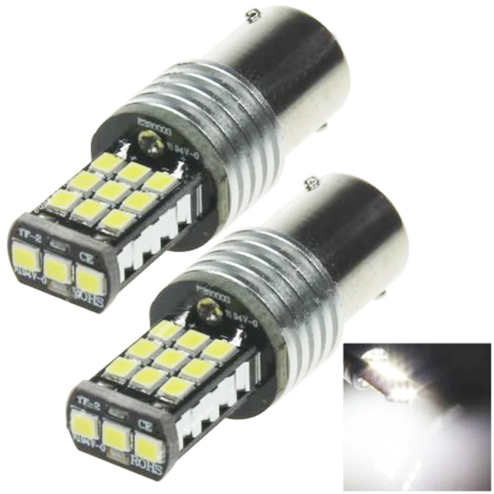 Yushuangyi 10 шт./лот P21W световая лампа 1156 BA15S 1157 BAY15D 2835 21smd задний/поворотный свет Белый