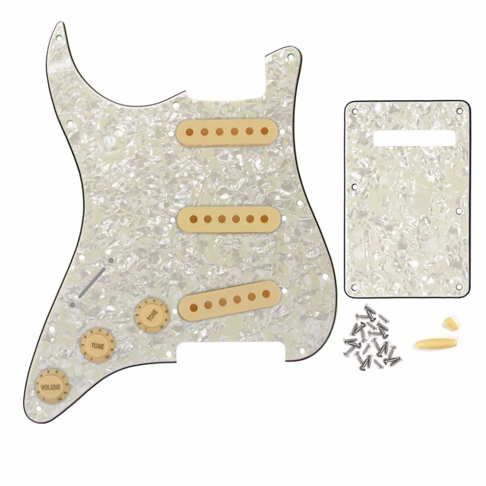 Набор состаренных перламутровых левшей SSS электрогитара Strat Pickguard задняя
