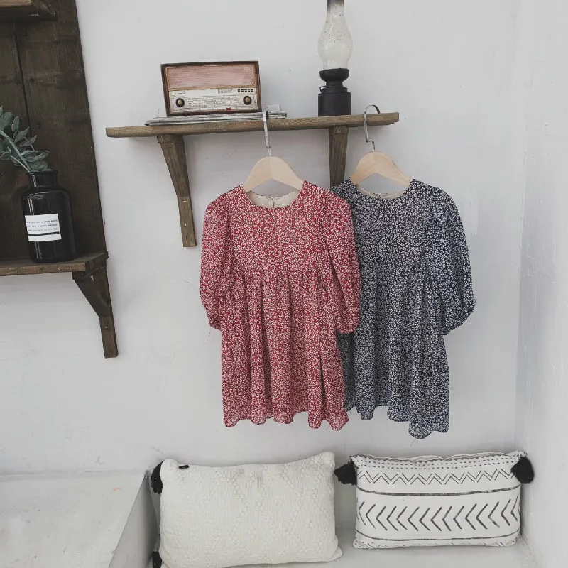 Платье для маленьких детей Детское летнее платье с цветочным узором новинка 2019