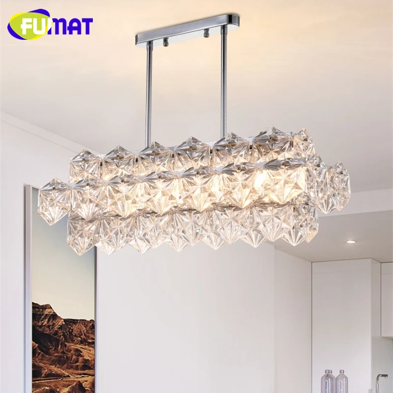 

FUMAT Crystal K9 Pendant Lamps Creativity Hanging Light Fixture E14 Swing Pipe Modern Diamond Lighting Dining Room Living Room