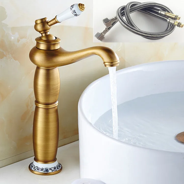 Золотистый смеситель для раковины с одним отверстием и одной ручкой