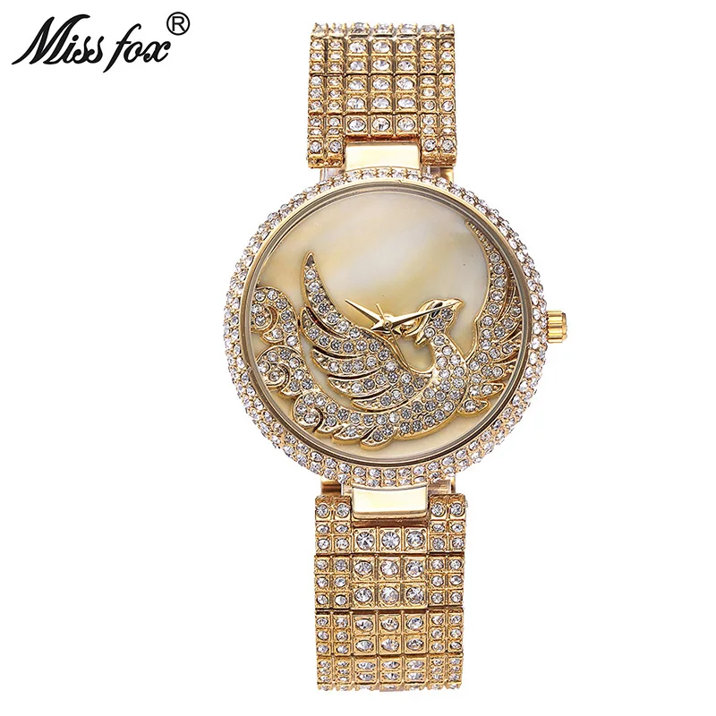 Miss Fox Phoenix роскошные часы для женщин со стразами водонепроницаемые Relojes Mujer