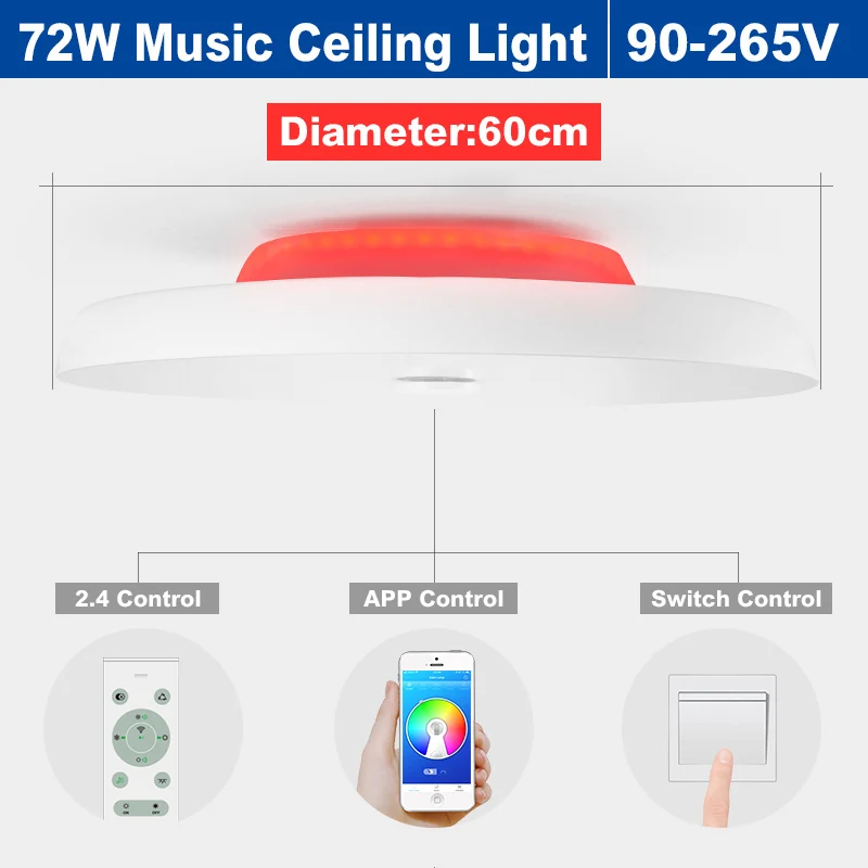 PRO Music Color 72W Современный светодиодный потолочный светильник RGB с регулируемой яркостью 25 Вт 36 Вт 52 Вт приложение дистанционное управление Bluetooth Музыка Свет спальни лампы умный потолочный светильник - Цвет корпуса: PRO Music Color 72W