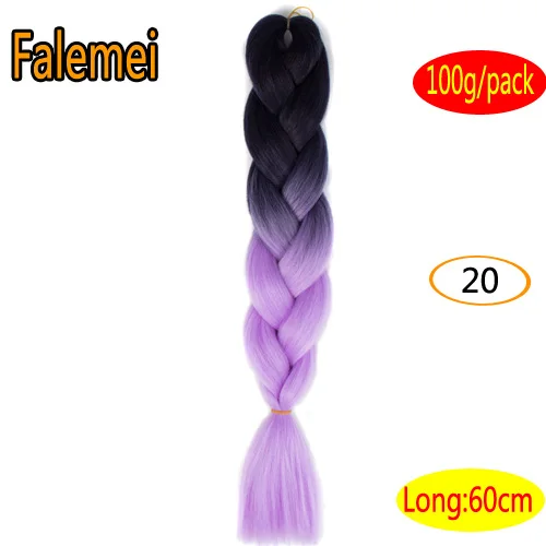 P12/613 FALEMEI 100 г/упак. 24 дюйма, вязанные косички, волосы, Омбре, два тона, цветные, огромные косички, волосы, синтетические волосы для кукол, вязанные волосы - Цвет: P12/613